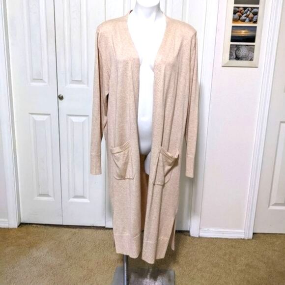 NWOT Isaac Mizrahi Women's Open Front Duster w/ Patch Pockets, Ribbed Cuffs - Picture 7 of 14